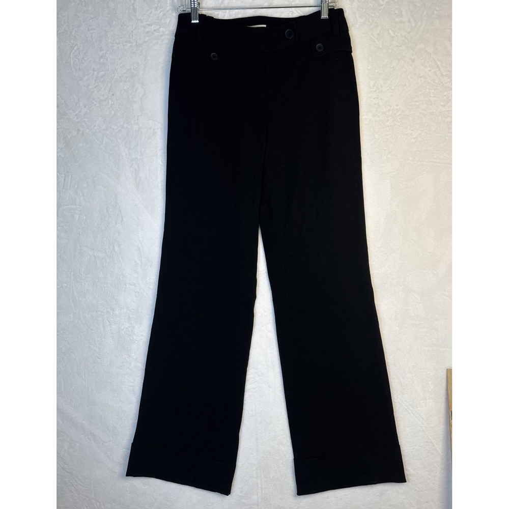 Ann Taylor Loft Women's Black Wide Leg Flat Front  Pants Size 4 Dressy Career